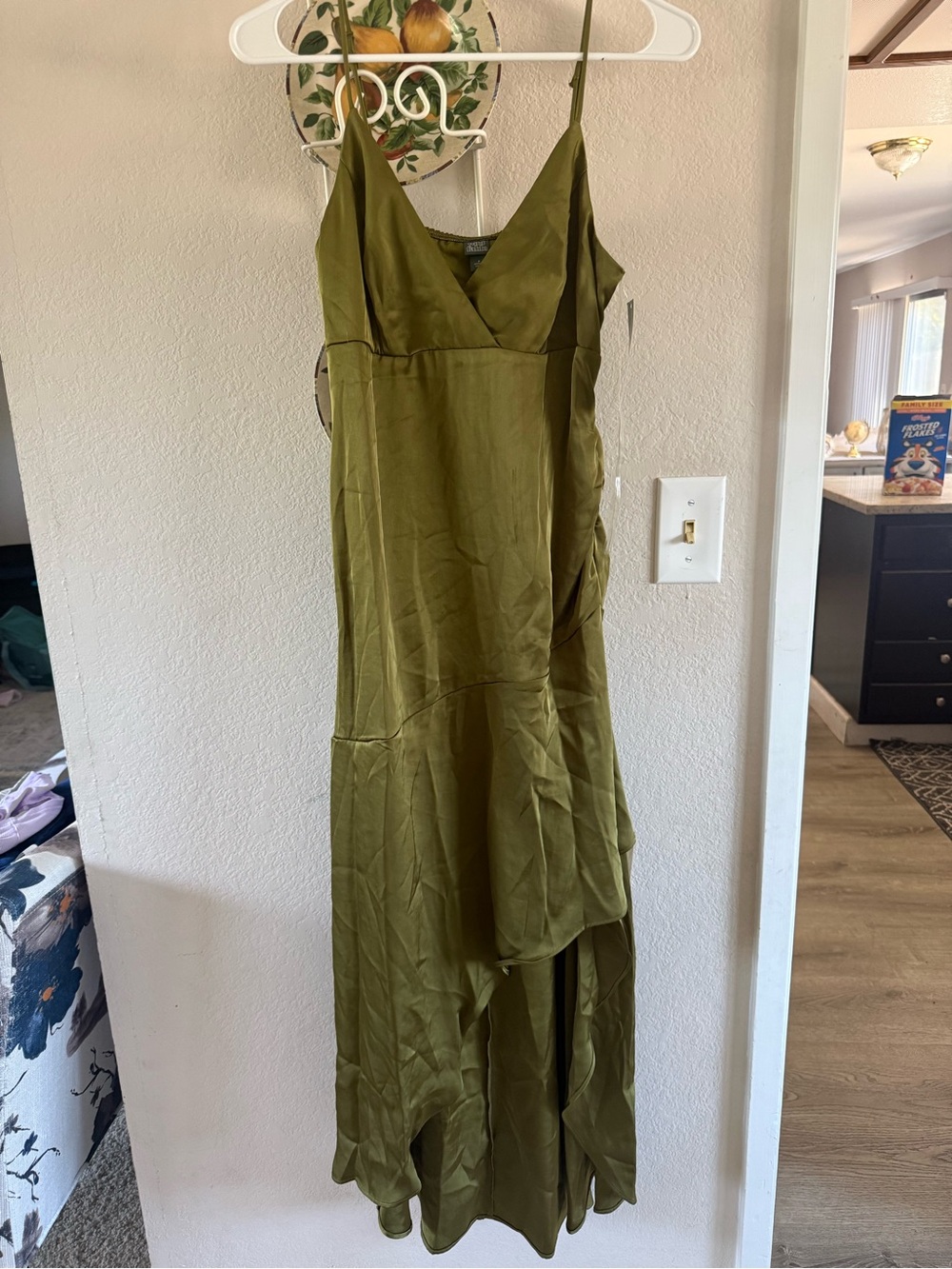 Wild Fable - Olive Green Slip Maxi Dress with Asymmetric Hem